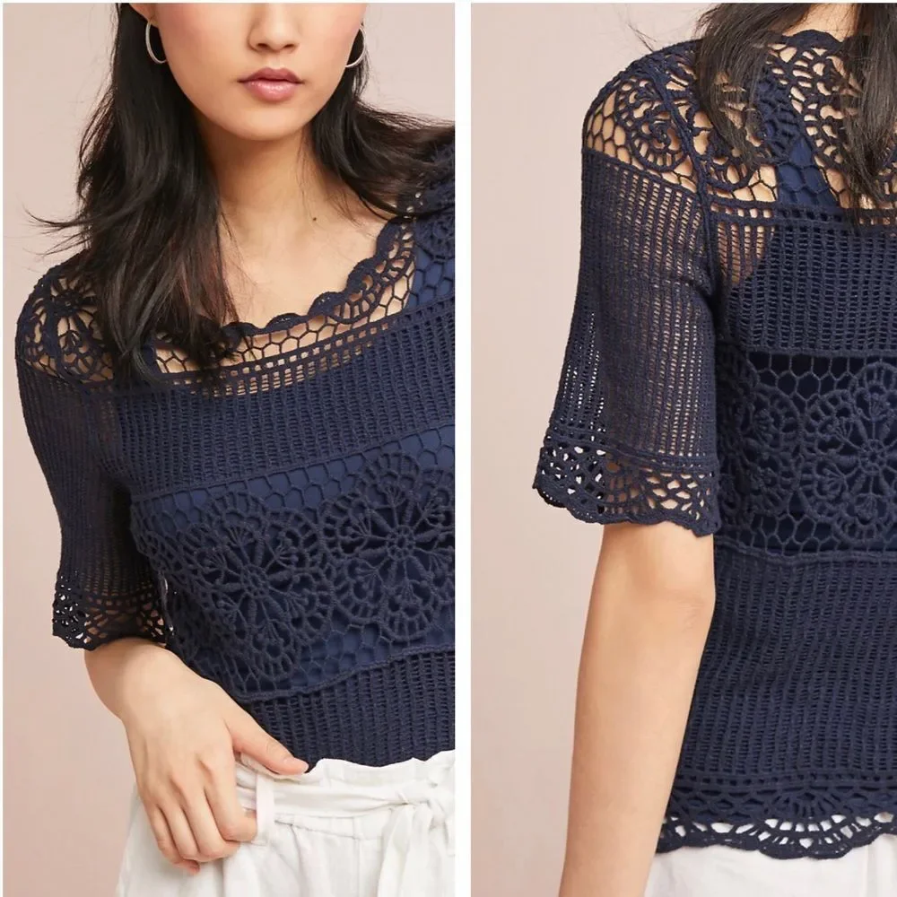 Anthropologie James Coviello “Janice Crochet Top”